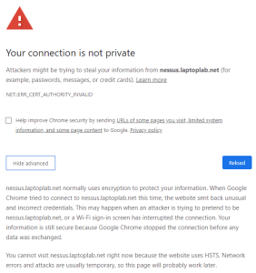Your connection is not private. Attackers might be trying to steal your information. NET::ERR_CERT_AUTHORITY_INVALID